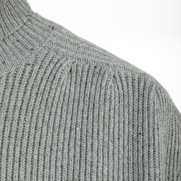 Brunello Cucinelli Grey Cashmere-Blend Sequin Turtleneck Sweater - Picture 7 of 12
